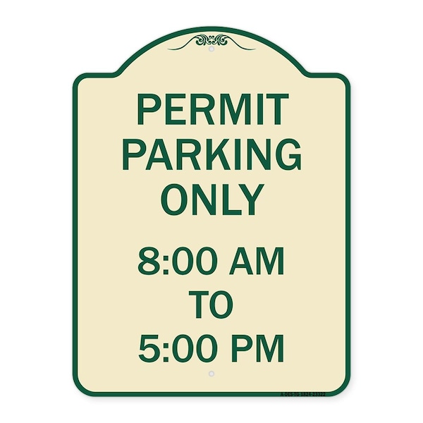 Signmission Permit Parking 8-00 Am to 5-00 Pm Heavy-Gauge Aluminum Architectural Sign, 24" x 18", TG-1824-23322 A-DES-TG-1824-23322 - main